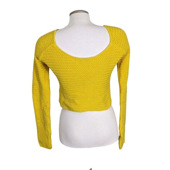 Free People Beach Playing Hard To Get Cropped Halter Sweater Women M Yellow Knit - Picture 5 of 9